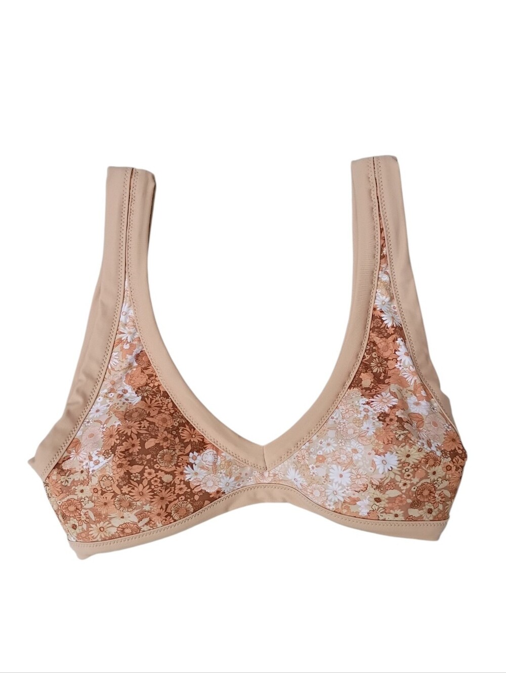 aerie Fall Colored Flowers Bikini Top sz S NEW
